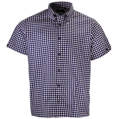 Tootal Short Sleeve Button Down Shirt Mod Target Roundel Print