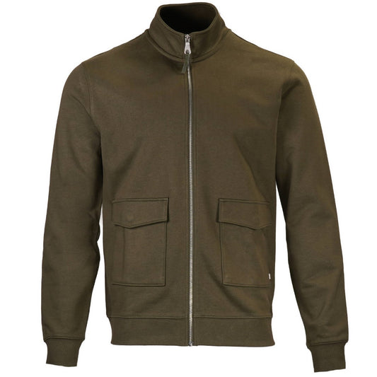 Farah Organic Cotton Full Zip Loopback Sweatshirt Olive Green