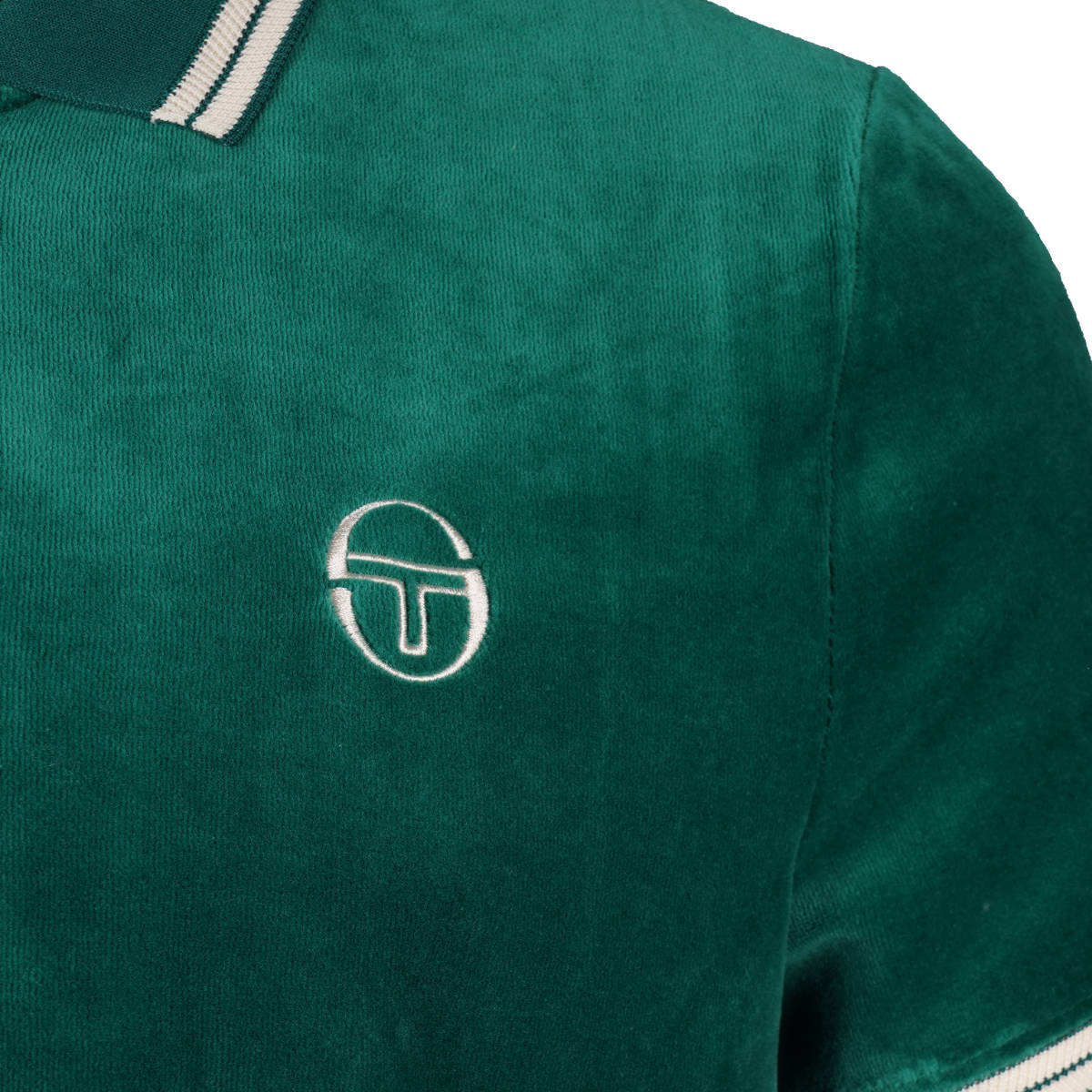 Sergio Tacchini Velour Zip Neck Polo Green