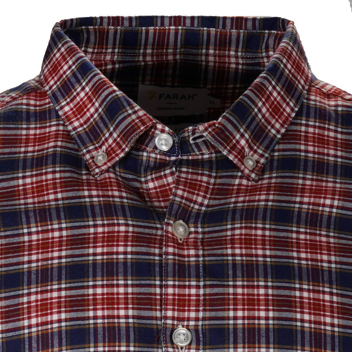 Farah Cotton Tartan Check Shirt Red Navy