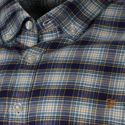 Farah Cotton Tartan Check Shirt Green Blue Yellow