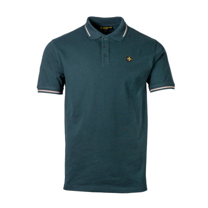 Terrace Cult Premium Pique Tipped Polo Shirt Forest Green