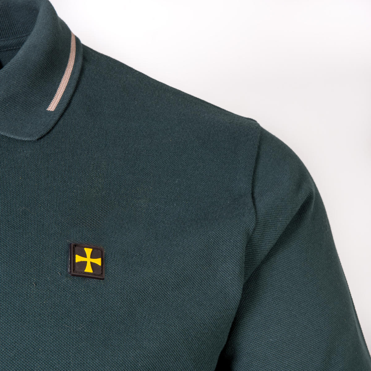 Terrace Cult Premium Pique Tipped Polo Shirt Forest Green