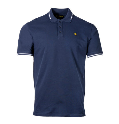 Terrace Cult Premium Pique Tipped Polo Shirt Navy Blue