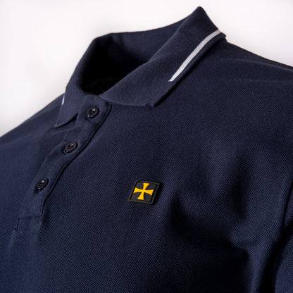 Terrace Cult Premium Pique Tipped Polo Shirt Navy Blue