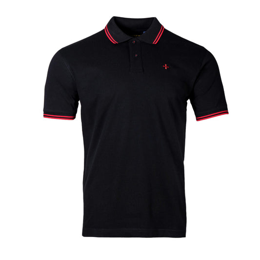 Terrace Cult Pique Twin Tipped Polo Shirt Black / Red