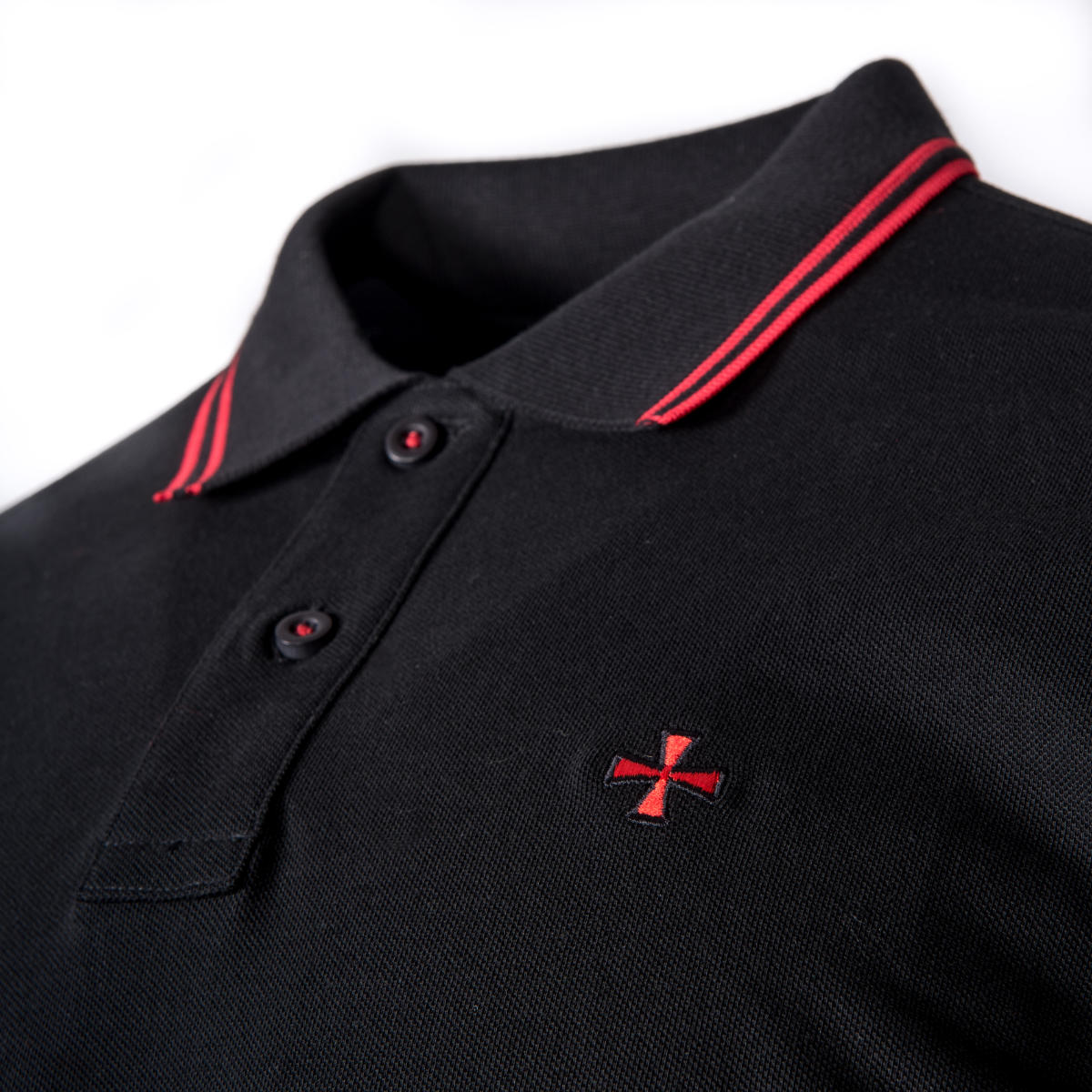 Terrace Cult Pique Twin Tipped Polo Shirt Black / Red