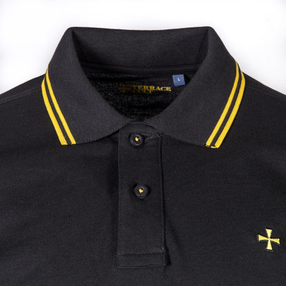 Terrace Cult Pique Twin Tipped Polo Shirt Black / Yellow