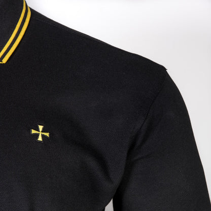 Terrace Cult Pique Twin Tipped Polo Shirt Black / Yellow