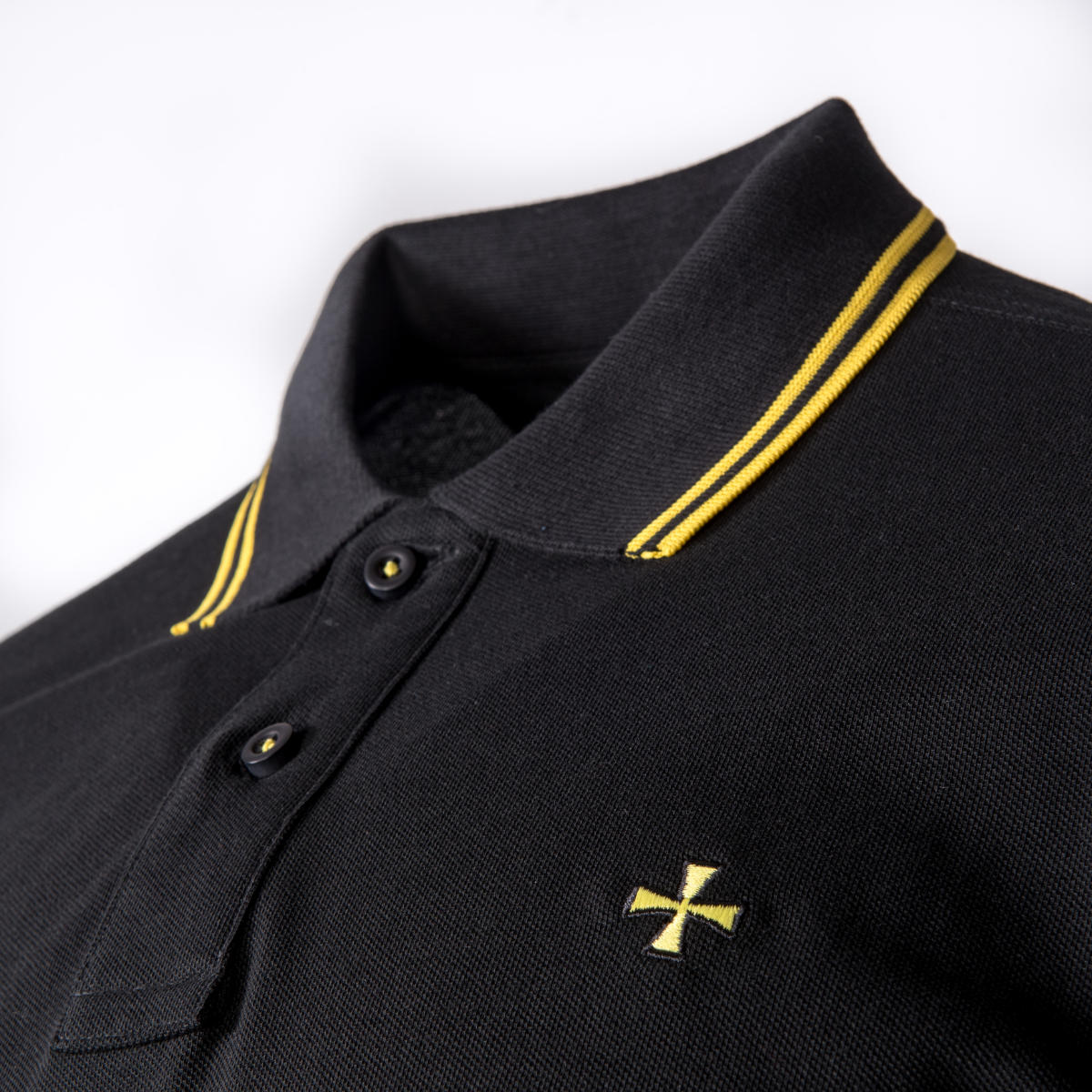 Terrace Cult Pique Twin Tipped Polo Shirt Black / Yellow