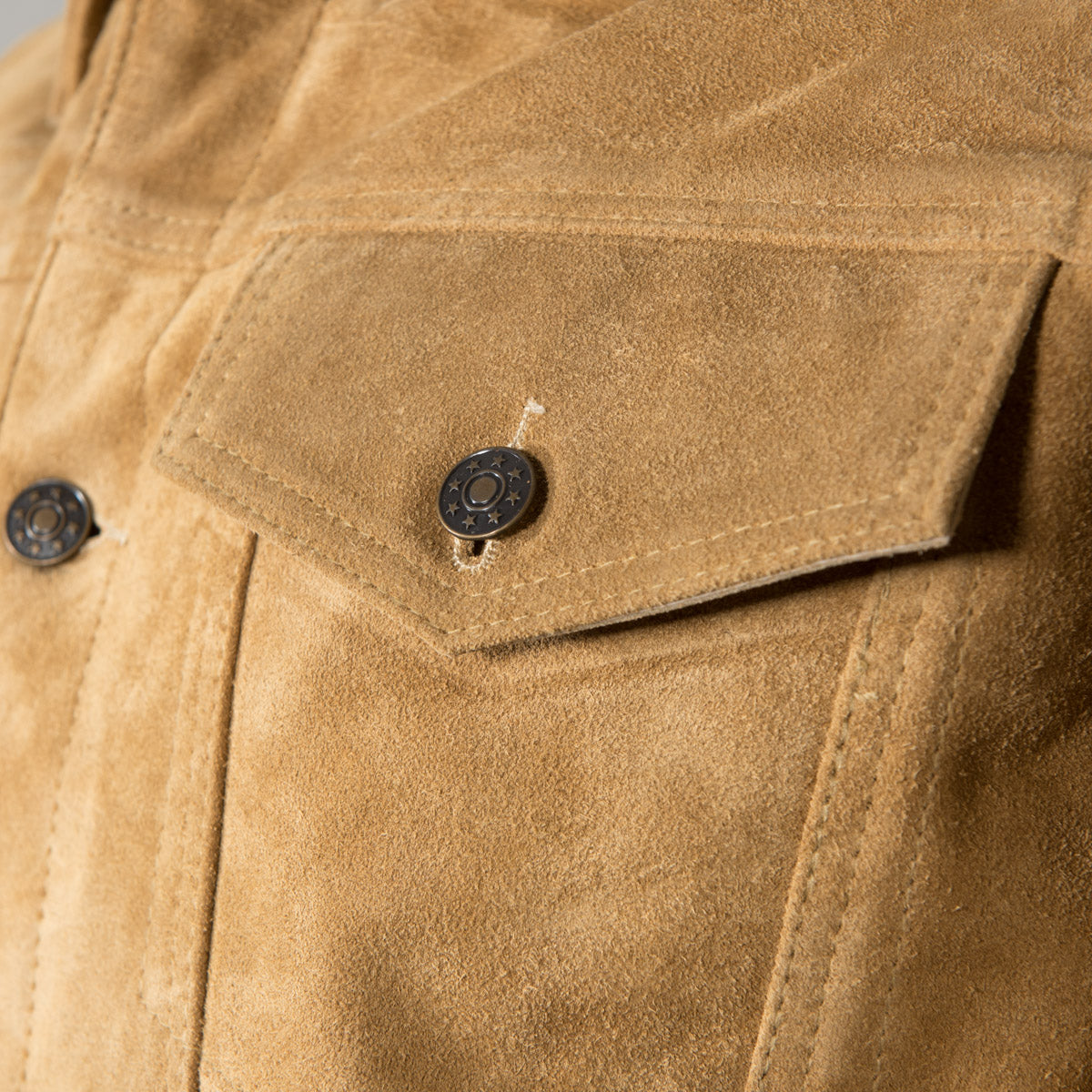 Adaptor Clothing Suede Trucker Jacket Caramel