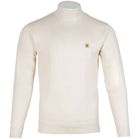 Gabicci Vintage Plain Knit Turtle Neck Pullover Cream