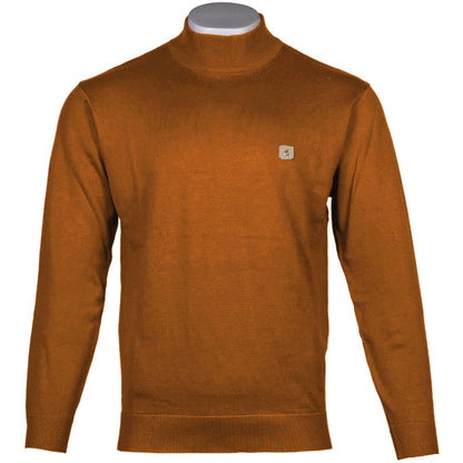 Gabicci Vintage Plain Knit Turtle Neck Pullover Walnut