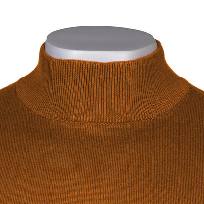 Gabicci Vintage Plain Knit Turtle Neck Pullover Walnut