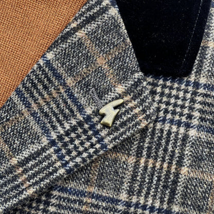 Gabicci Vintage Velvet Collar Wool Mix Check Overcoat