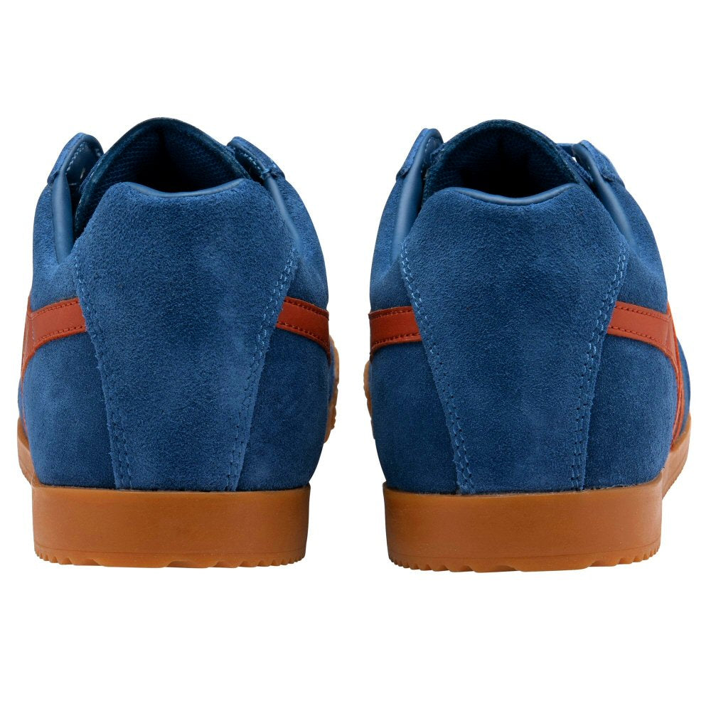 Gola Harrier Classic Twin Stripe Suede Trainer Marine Blue / Orange