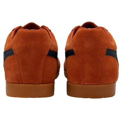 Gola Harrier Classic Twin Stripe Suede Trainer Moody Orange / Navy