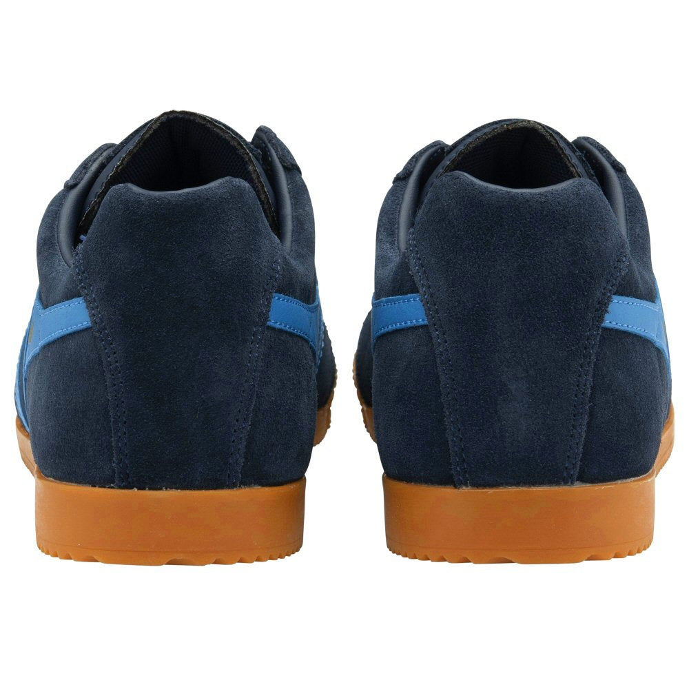 Gola Harrier Classic Twin Stripe Suede Trainer Navy Blue / Royal Blue