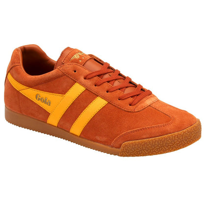 Gola Harrier Classic Twin Stripe Suede Trainer Orange / Sun