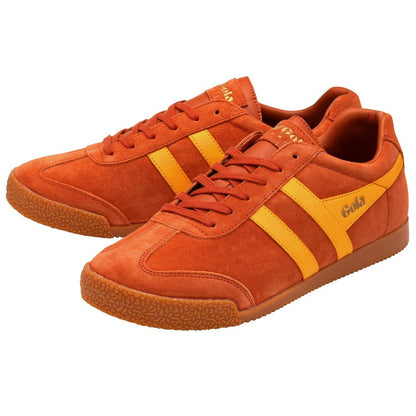 Gola Harrier Classic Twin Stripe Suede Trainer Orange / Sun