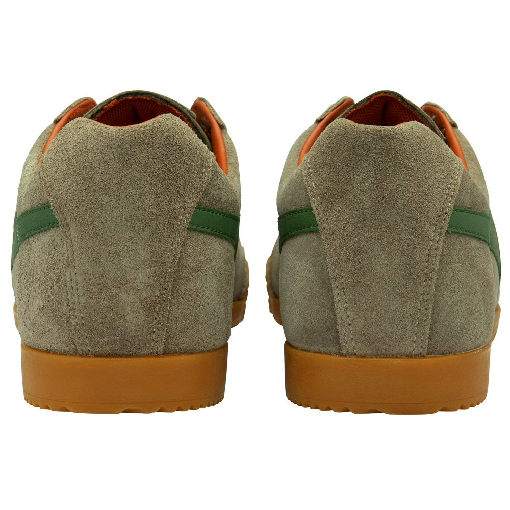 Gola Harrier Classic Twin Stripe Suede Trainer Rhino / Green