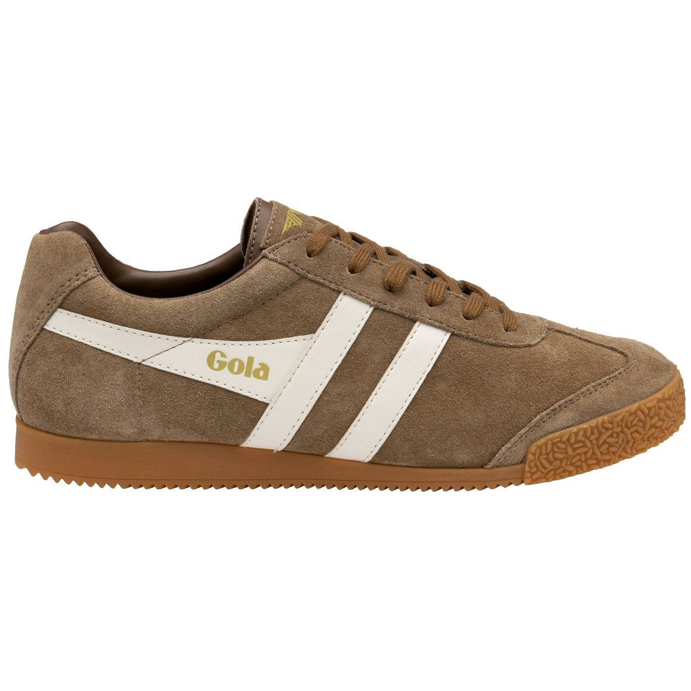 Gola Harrier Classic Twin Stripe Suede Trainer Tobacco / Off White