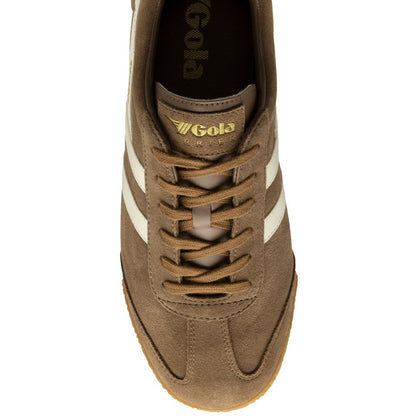 Gola Harrier Classic Twin Stripe Suede Trainer Tobacco / Off White