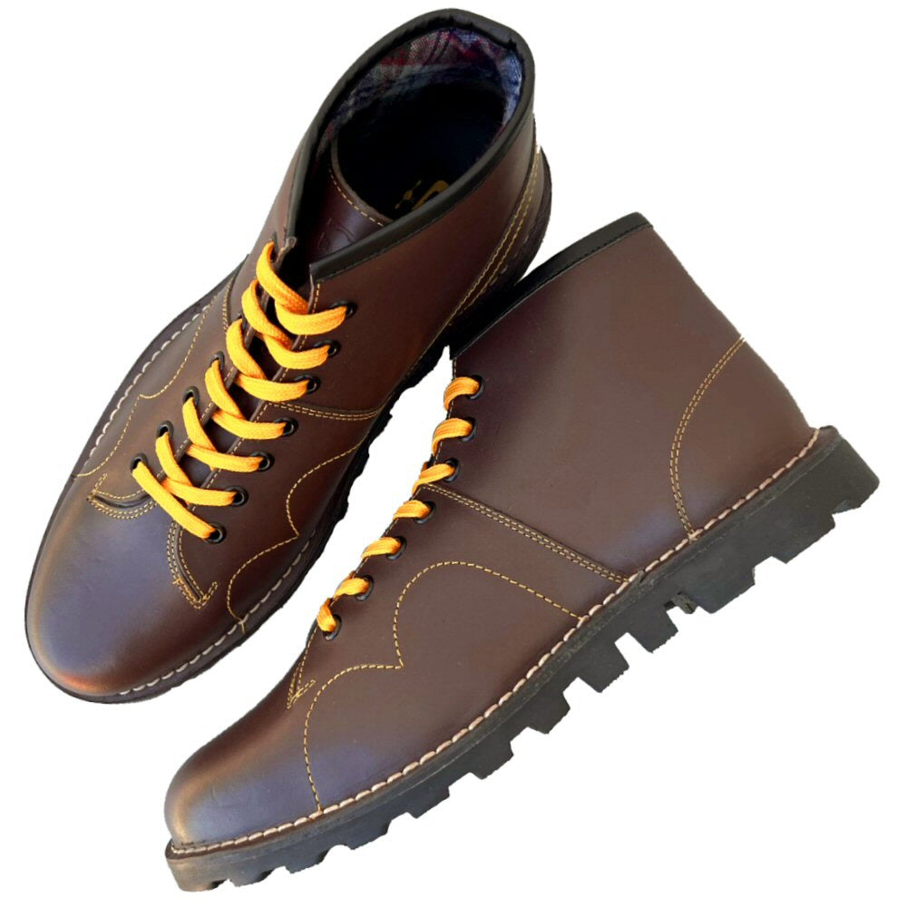 Grafters Retro Treaded Sole Leather Monkey Boots Wine