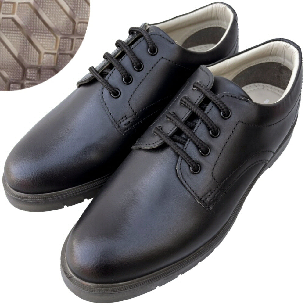 Grafters Retro Cushioned Sole Leather Derby Shoe Black