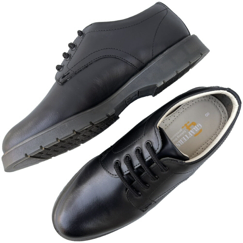 Grafters Retro Cushioned Sole Leather Derby Shoe Black