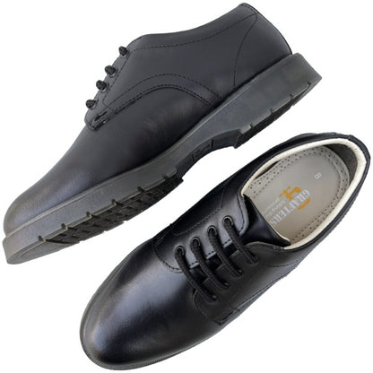 Grafters Retro Cushioned Sole Leather Derby Shoe Black