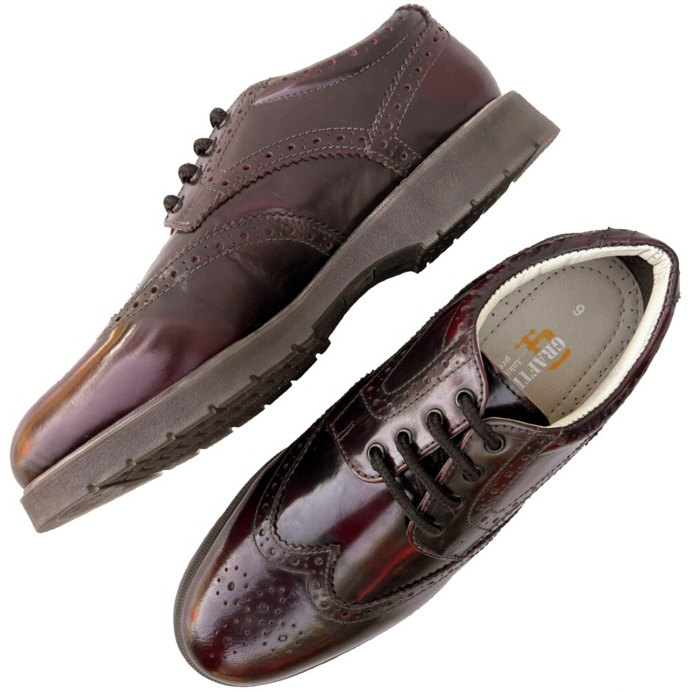 Grafters Retro Cushioned Sole Leather Brogue Shoe Oxblood