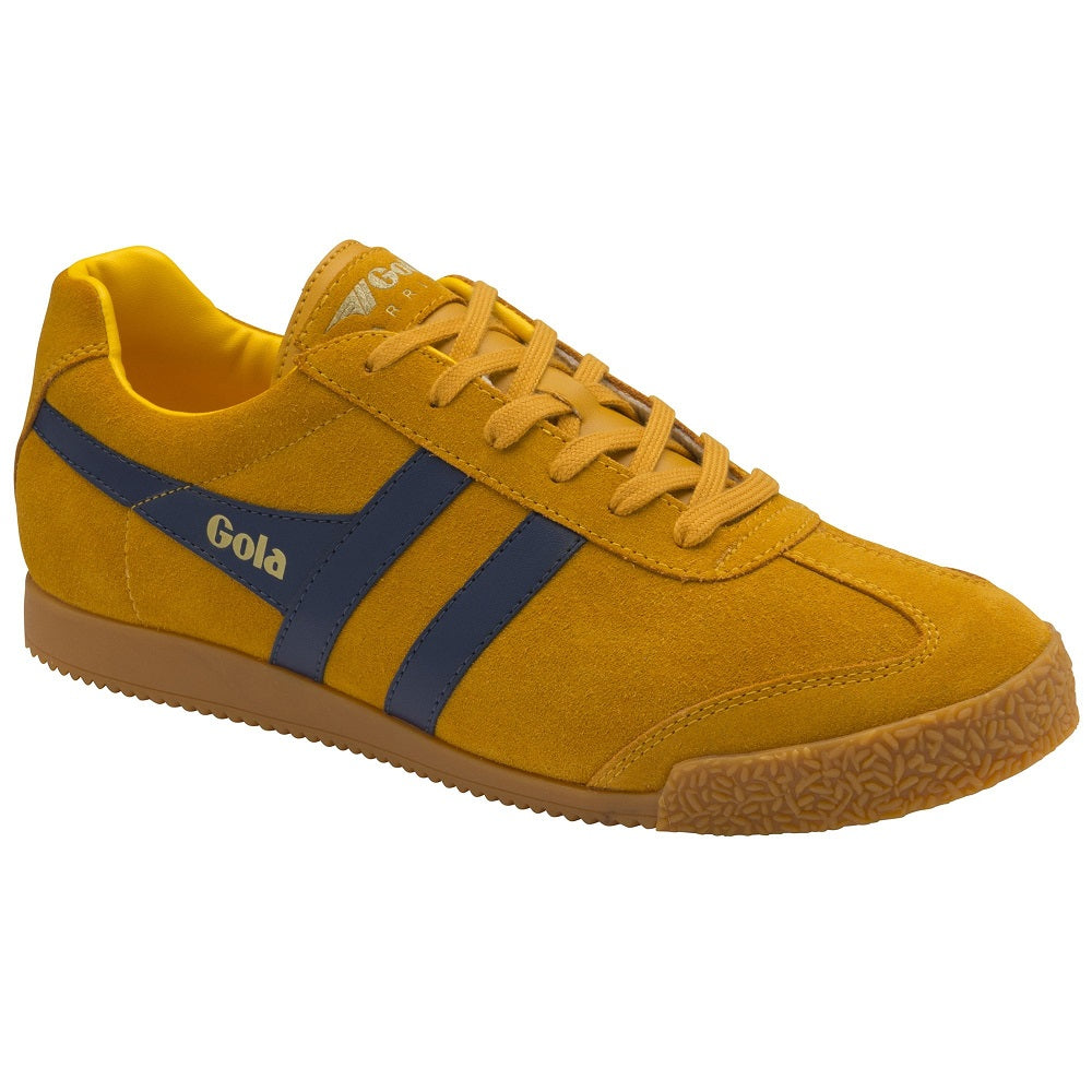 Gola Harrier Classic Twin Stripe Suede Mens Trainer Sun / Navy