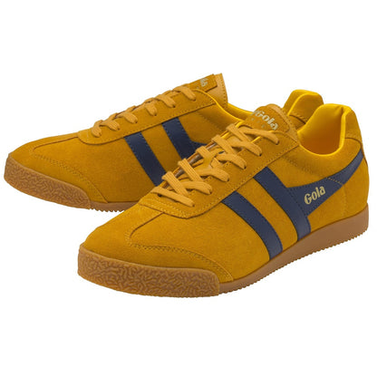 Gola Harrier Classic Twin Stripe Suede Mens Trainer Sun / Navy