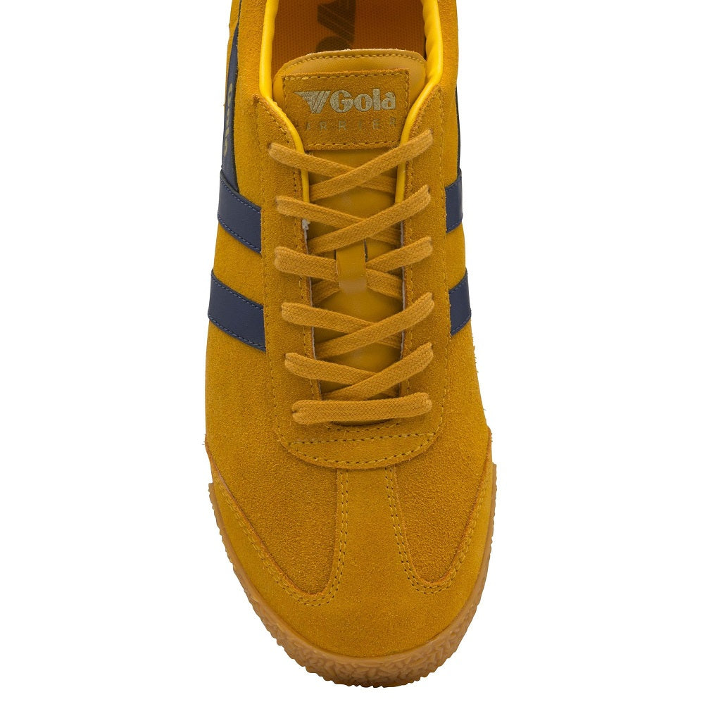 Gola Harrier Classic Twin Stripe Suede Mens Trainer Sun / Navy