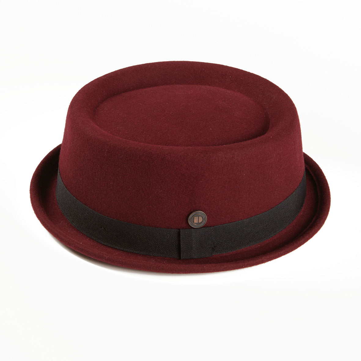 Dasmarca Rude Boy Narrow Brim 100% Wool Felt Trilby Pork Pie Hat Vino