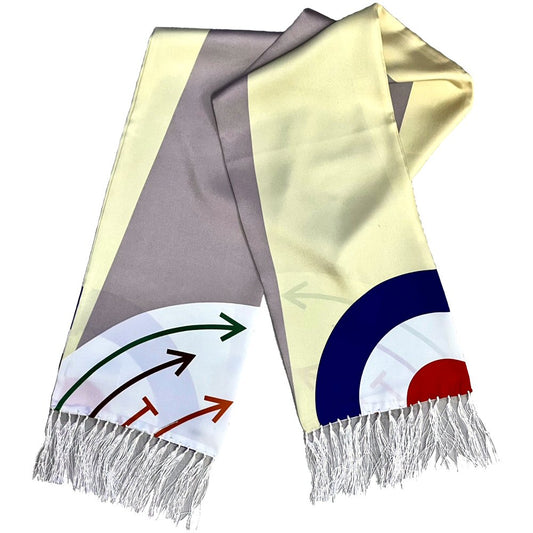 Knightsbridge Retro Mod 60's Silk Aviator Scarf 'Being Someone' Movie Cream & Grey