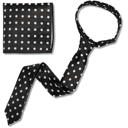 Knightsbridge Retro Mod 60's Matching Polka Dot Silk Slim Tie and Pocket Square