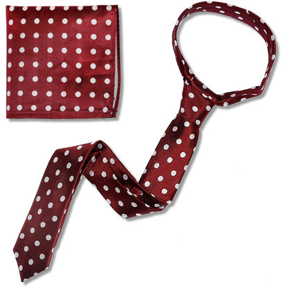 Knightsbridge Retro Mod 60's Matching Polka Dot Silk Slim Tie and Pocket Square