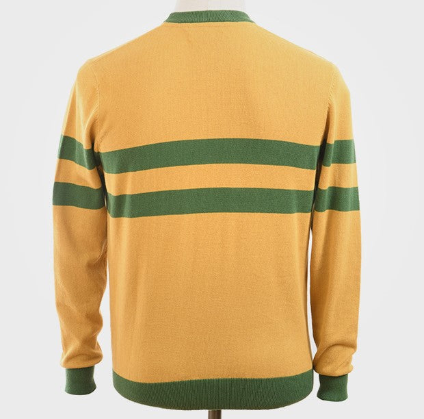 Art Gallery Scene Stripe Crew Neck Knit Mustard