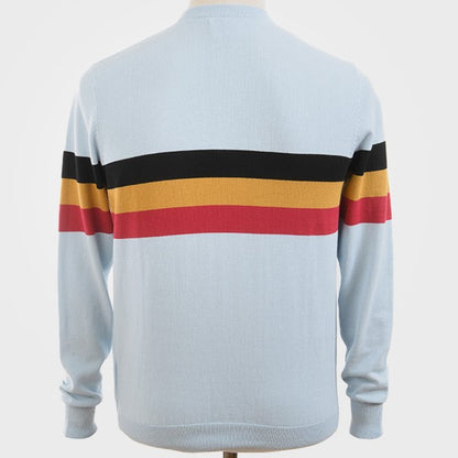 Art Gallery Scene Stripe Crew Neck Knit Sky Blue