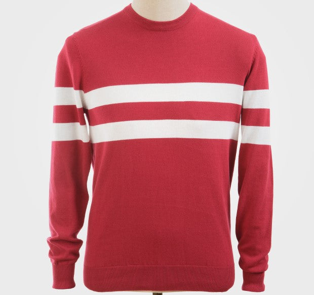 Art Gallery Scene Stripe Crew Neck Knit Red