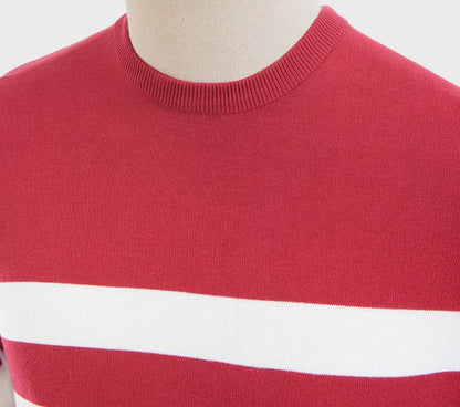 Art Gallery Scene Stripe Crew Neck Knit Red