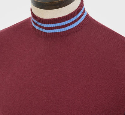 Art Gallery Haye Fine Gauge Knit Tipped Turtle Neck Knit Wine / Sky