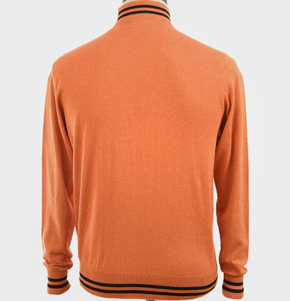 Art Gallery Haye Fine Gauge Knit Tipped Turtle Neck Knit Burnt Orange