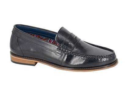 Roamers Slip-On Leather Penny Loafers Black