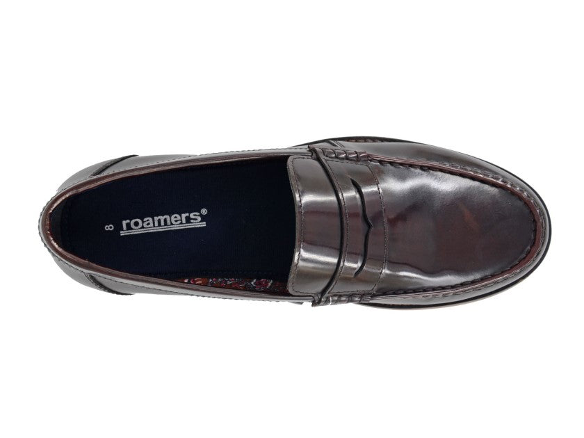 Roamers Slip-On Leather Penny Loafers Burgundy