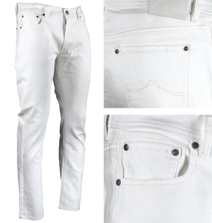 Mish Mash Mens Tapered Leg Jeans Off White