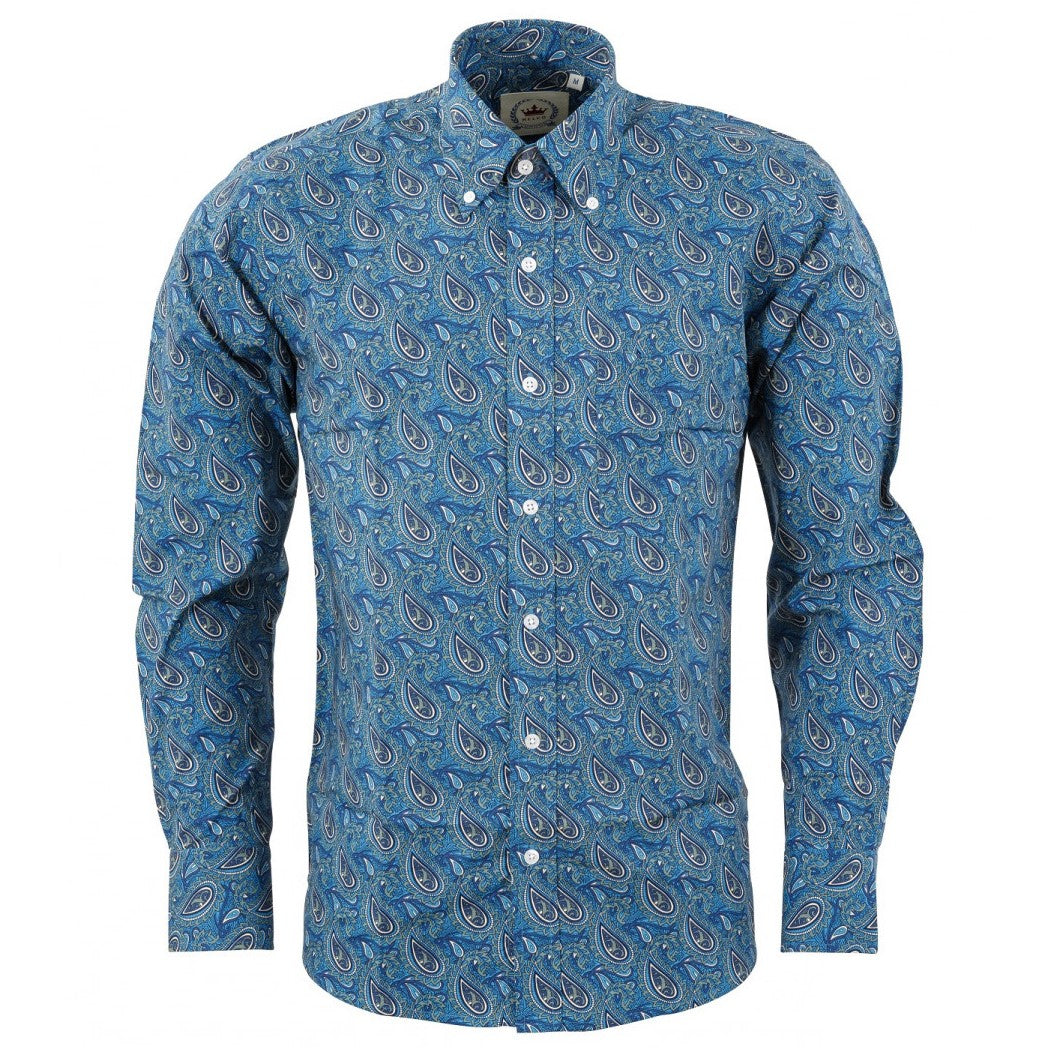 Relco Paisley Long Sleeve Shirt Blue