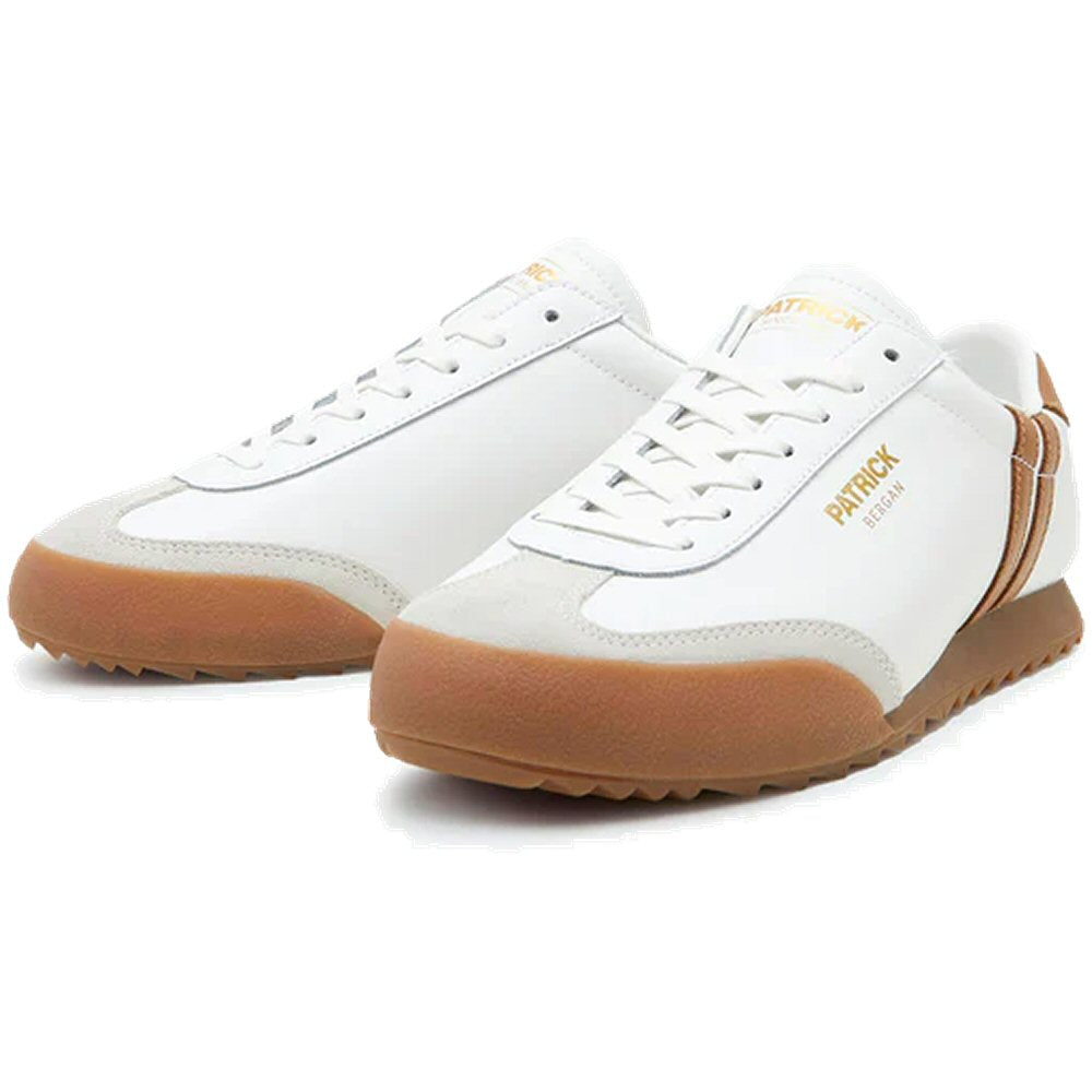 Patrick Bergan Leather Retro Trainer White / Tan